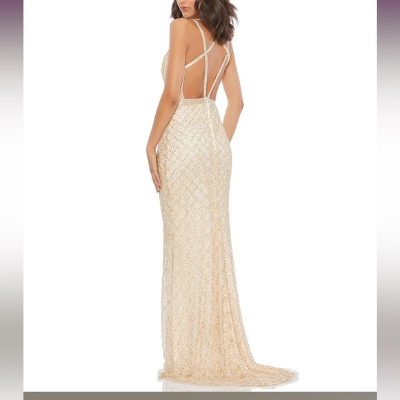 Mac Duggal 5374 Lattice Beadwork Strappy Back Dress 6 - Picture 3 of 9